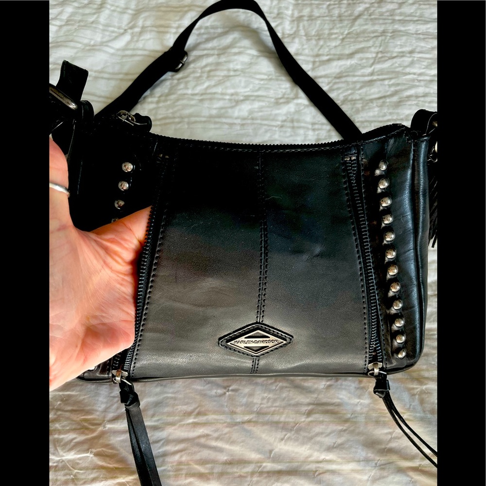 New Harley Davidson Black Leather Purse